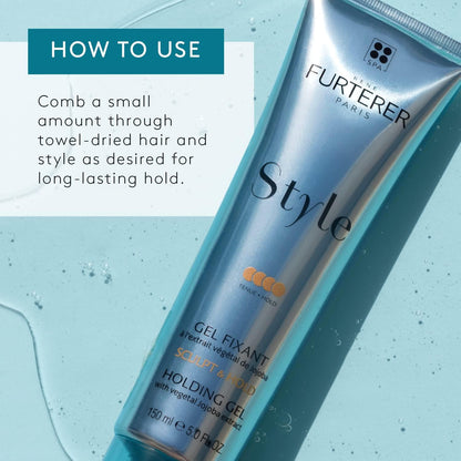 Rene Furterer STYLE Holding Gel - Sculpts & Styles with Strong Hold - With Moisturizing Jojoba Extract - For All Hair Types - Vegan & Silicone-Free - 5.0 fl. oz.