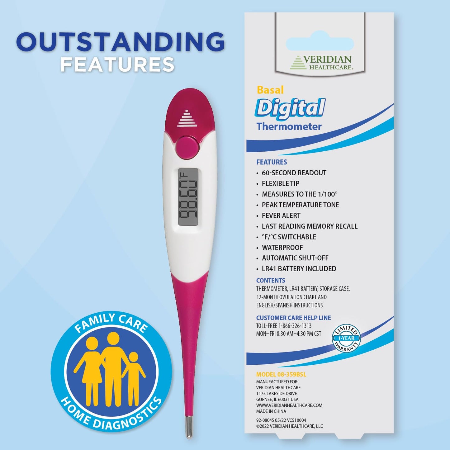 Basal Digital Thermometer for Ovulation Tracking, Natural Family Planning and Fertility
