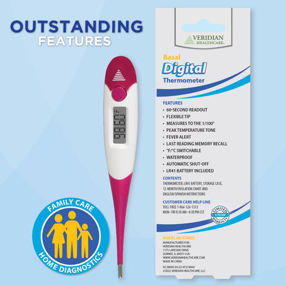 Basal Digital Thermometer for Ovulation Tracking, Natural Family Planning and Fertility