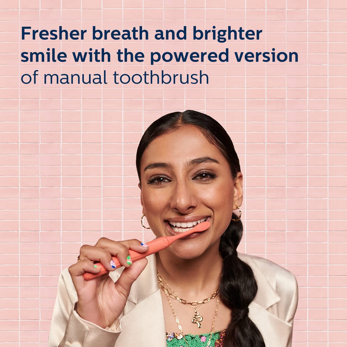Philips One Electric Toothbrush by Sonicare HY1100/51 - Micro Vibrations, Soft bristles That Gently Polish and whiten teeths, 3 Month Battery Life, 2 Minute Timer and Quadpacer Red
