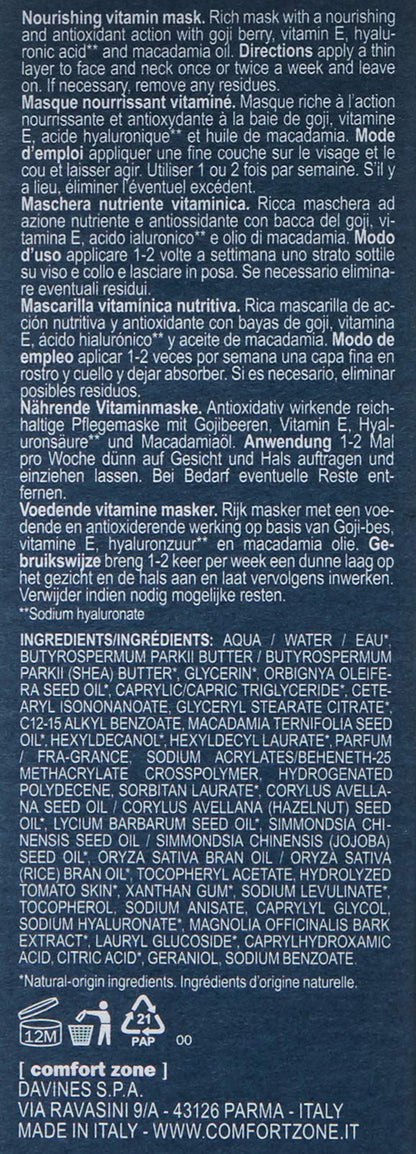 Renight Mask, Nourishing Vitamin Face Mask, Leave On Night Treatment, Antioxidant, Clean Beauty, Vegan, Organic Goji Berry, Vitamin E, Dry & Stressed Skin, 2.03 Fl Oz