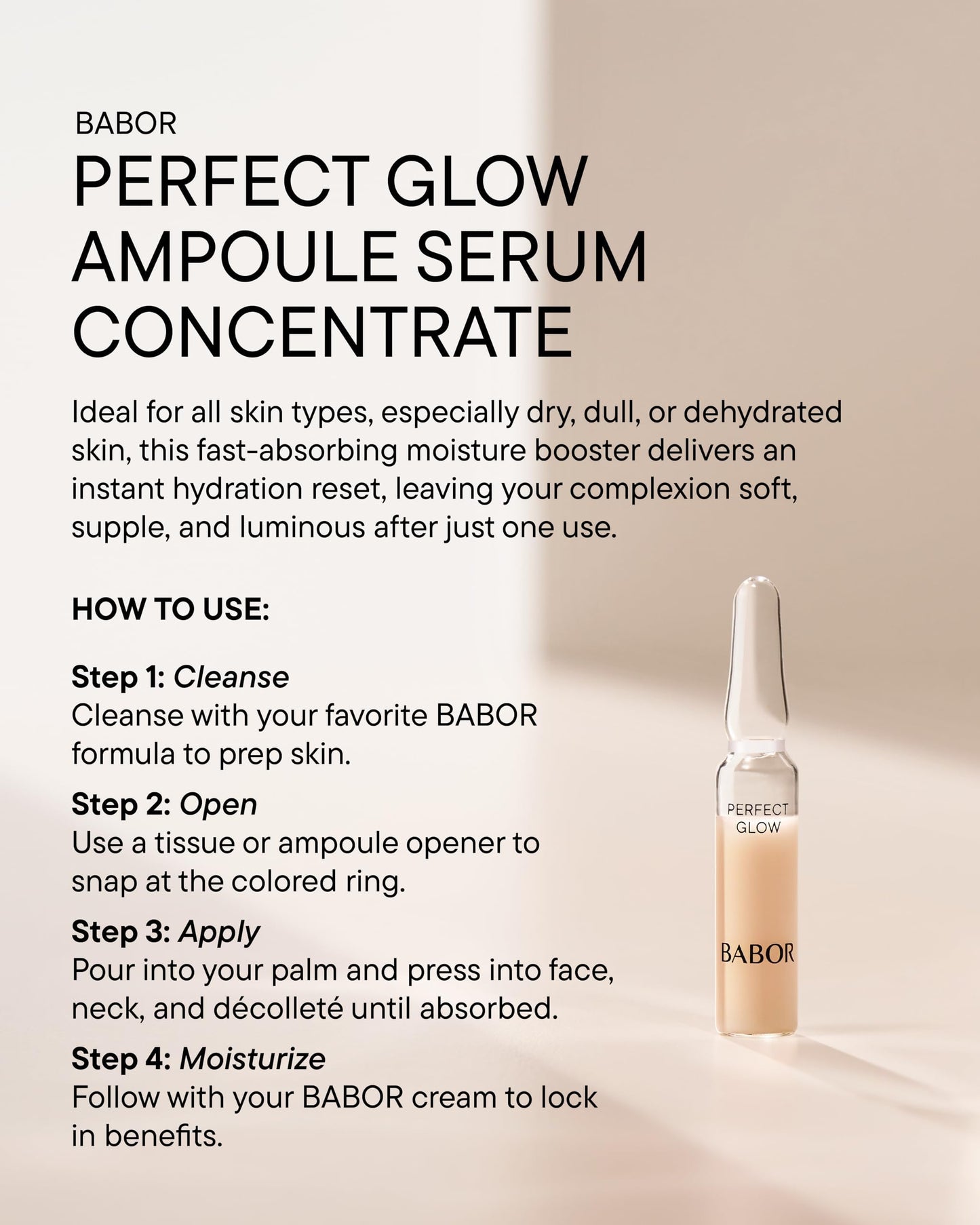 BABOR Perfect Glow Ampoule Serum Concentrates, Perfection Peptide P3 and Glow Pigments to Plump and Even Skin Tone, Brighten and Revitalize Dull and Dry Skin