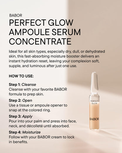 BABOR Perfect Glow Ampoule Serum Concentrates, Perfection Peptide P3 and Glow Pigments to Plump and Even Skin Tone, Brighten and Revitalize Dull and Dry Skin