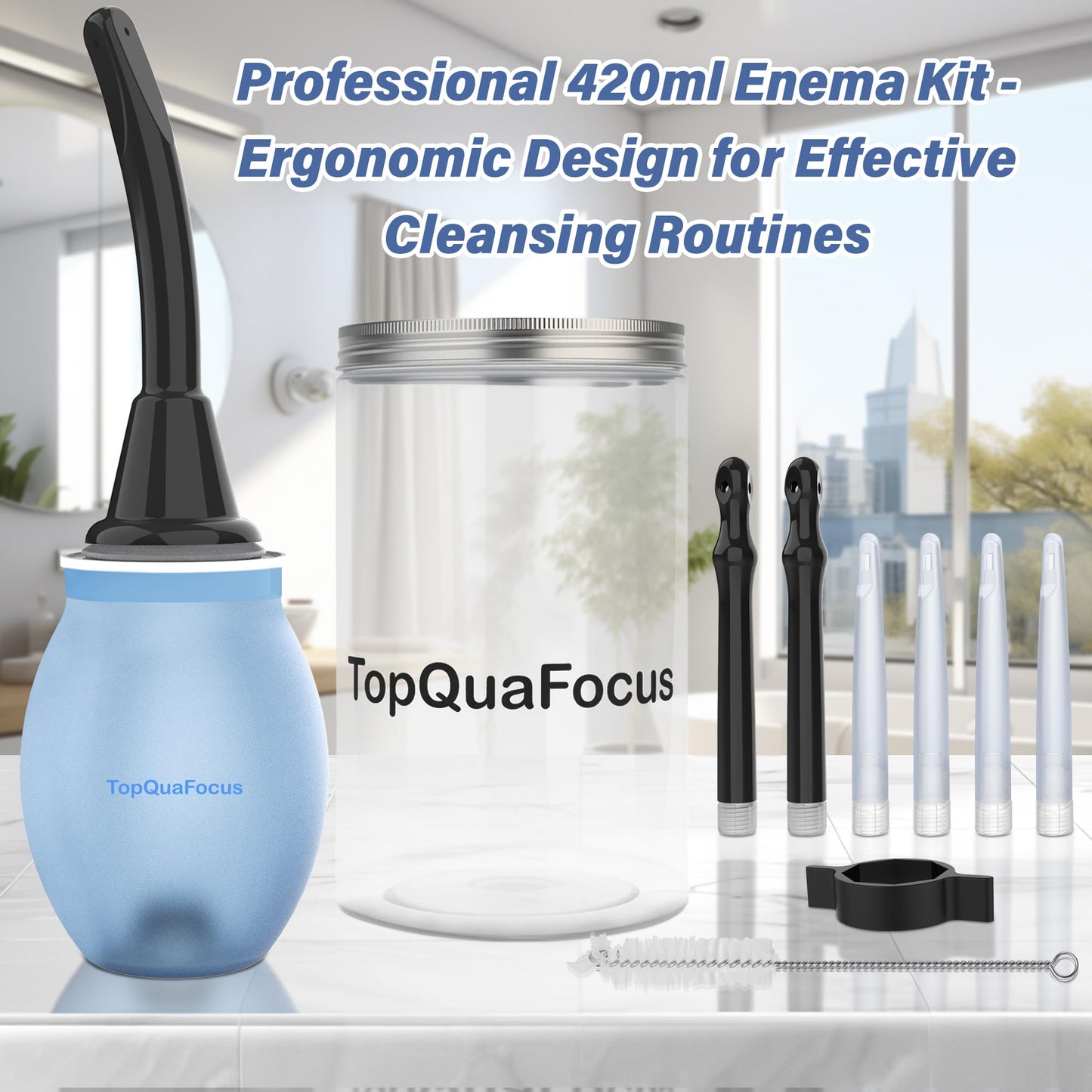 TopQuaFocus 14.5OZ Large Enema Bulb Kit Douche Bulb for Men Women Colon Cleaning Feminine Care Enemas -BPA and Phthalates Free Blue