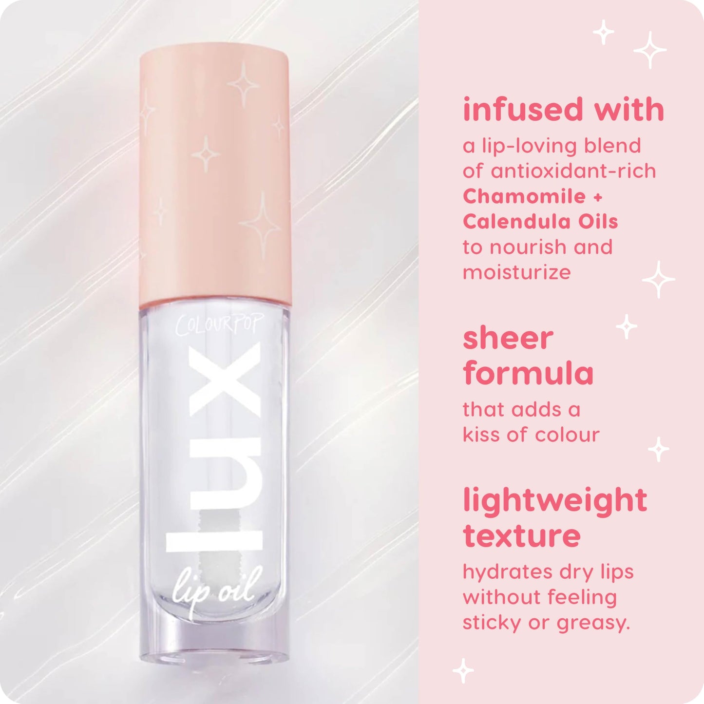 ColourPop Lux Lip Oil - Hydrating, Sheer Tinted Lip Oil Formulated with Antioxidant-Rich Chamomile Extract & Calendula Oil - Non-Greasy, Nourishing Clear Oil - Dew Drop (0.16 oz)
