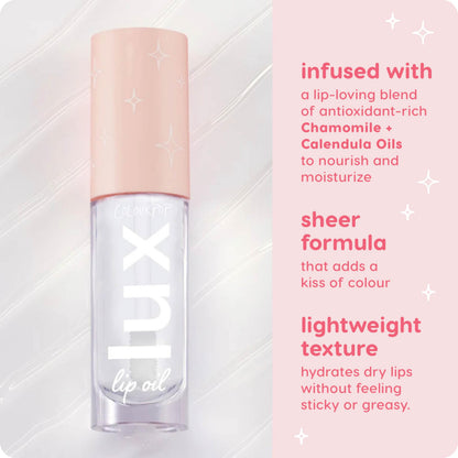 ColourPop Lux Lip Oil - Hydrating, Sheer Tinted Lip Oil Formulated with Antioxidant-Rich Chamomile Extract & Calendula Oil - Non-Greasy, Nourishing Clear Oil - Dew Drop (0.16 oz)