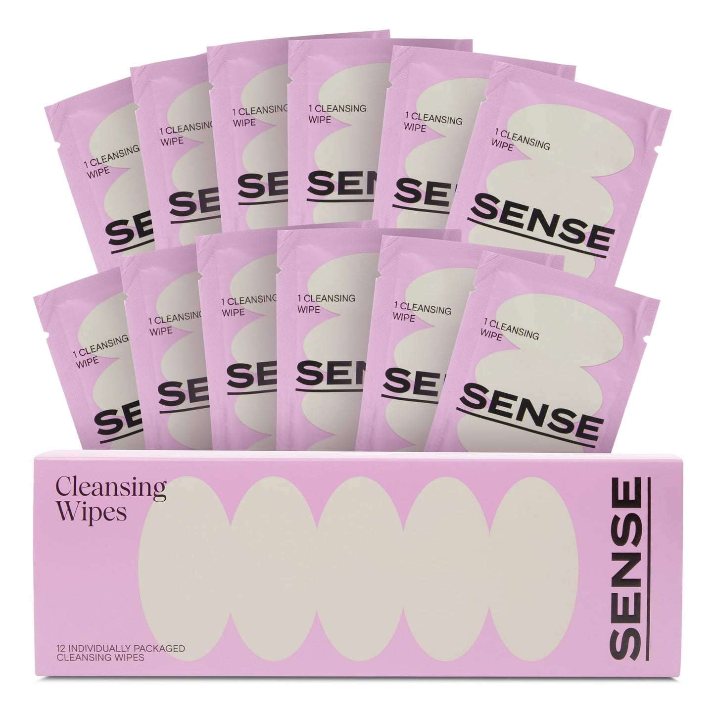 Sense Cleansing Wipes (12 Pack) Individually Wrapped pH Balance Wipes for Women - Made in the USA, Flushable Wipe, On-The-Go Before and After Freshness Intimate Wipe, Feminine Care