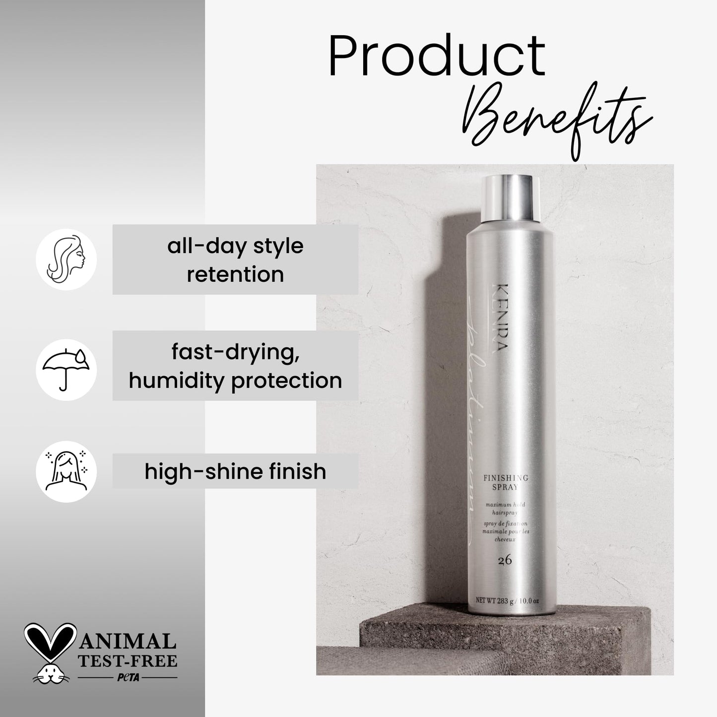 Kenra Professional Platinum Finishing Spray 26 | Maximum Hold Hairspray | Fast-drying, Non-Flaking, Non-Drying | Humidity-Resistant |All-Day Style Retention |High-Shine Finish |All Hair Types