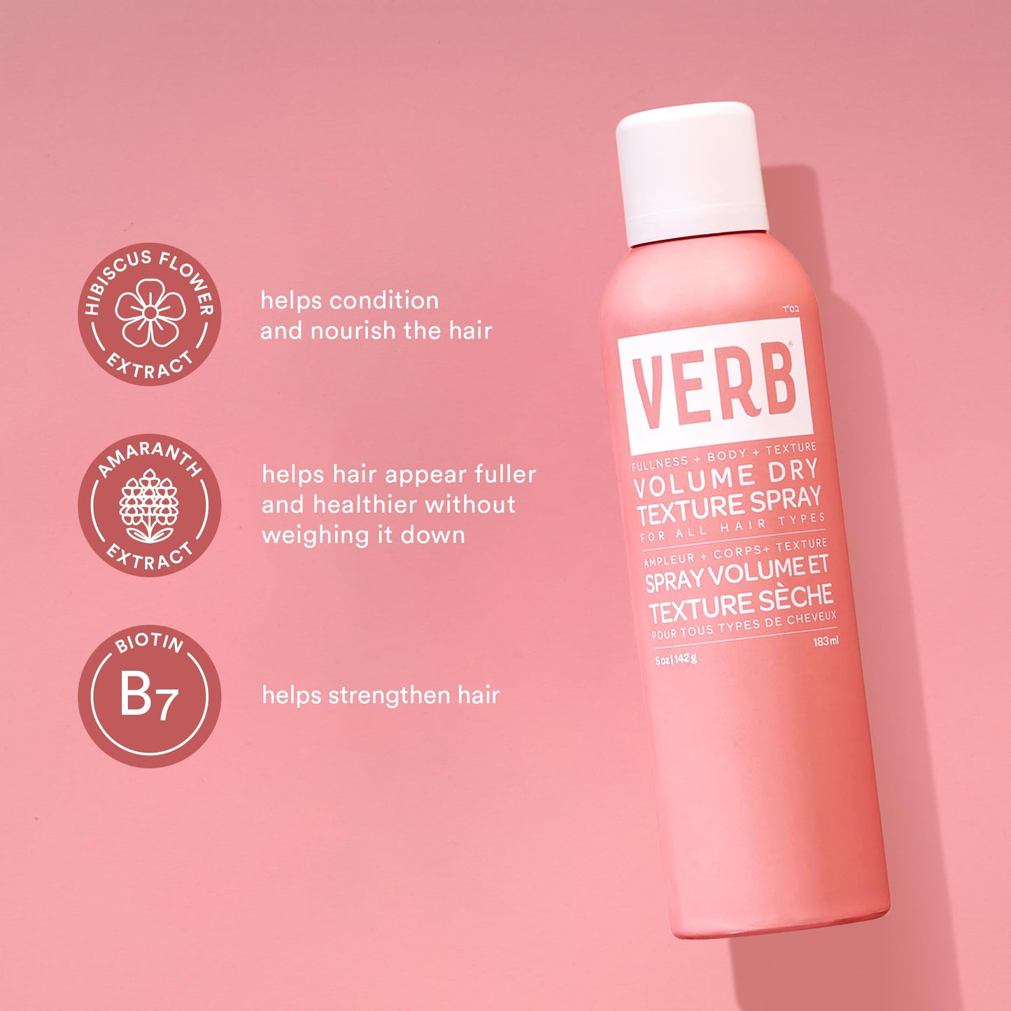 VERB Volume Dry Texture Spray- Boosts Volume, Adds Fullness & Weightless Grit - Sulfate, Paraben and Gluten Free