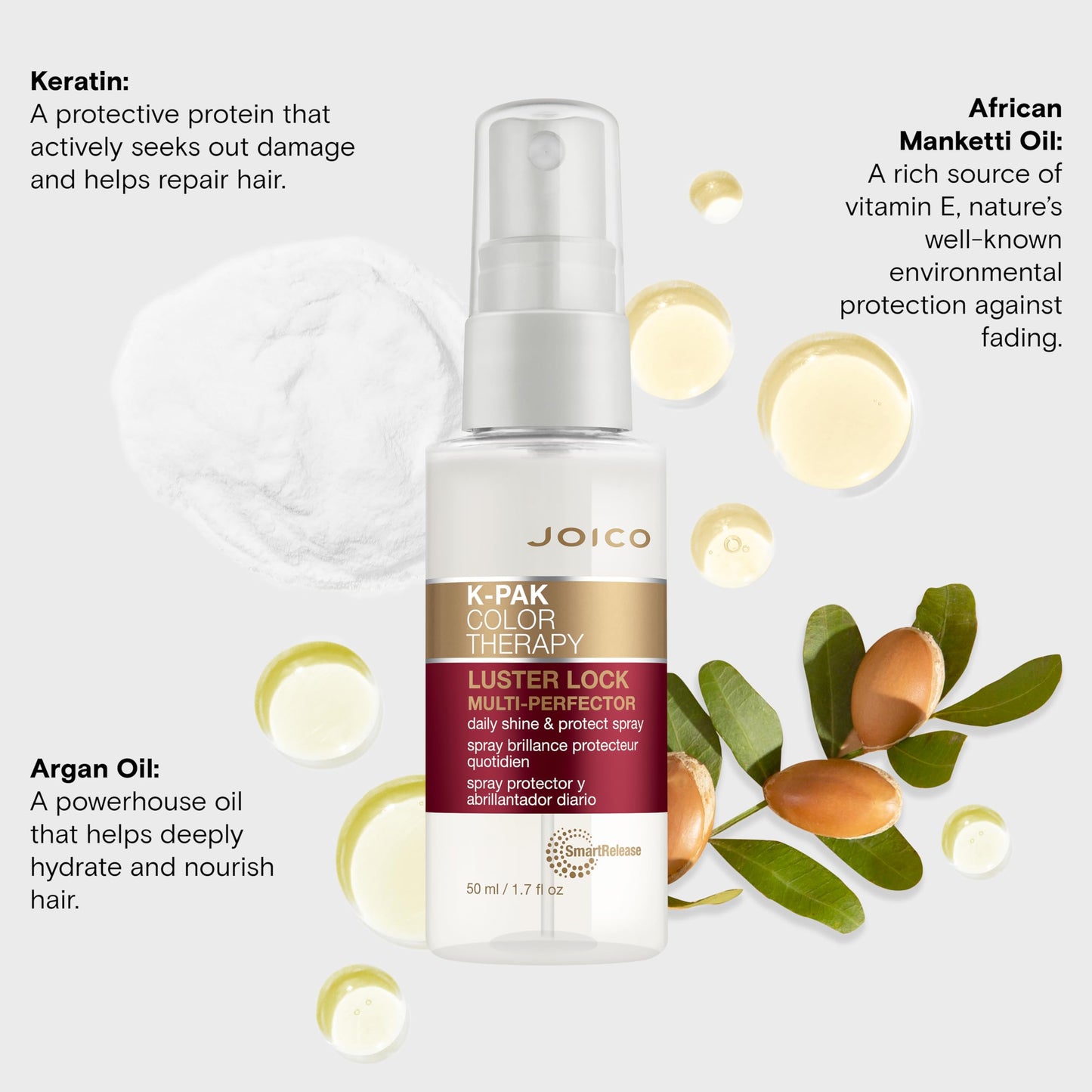 Joico K-PAK Color Therapy Luster Lock Multi-Perfector Daily Shine & Protect Spray | For Color-Treated Hair | Instantly Detangle | Control Frizz | Boost Shine | With African Maketti & Argan Oil