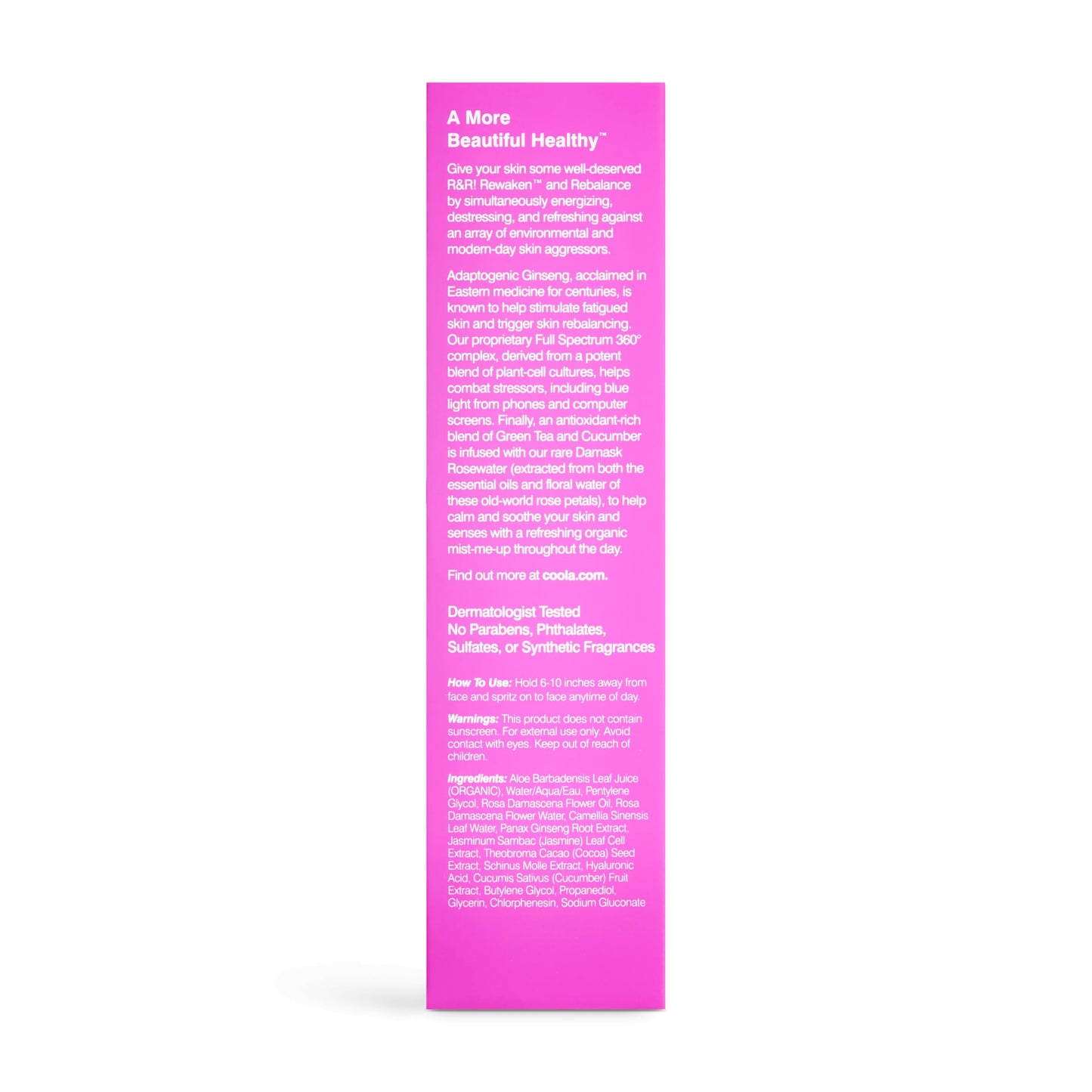 COOLA Organic Rewakening Rosewater Mist Face Spray, Dermatologist Tested Skin Barrier Protection with Ginseng & Green Tea Extract, Vegan and Gluten Free, 1.7 Fl Oz