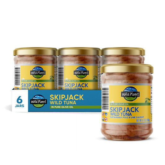 Wild Planet Wild Skipjack Tuna In Pure Olive Oil, Keto & Paleo, 3rd Party Mercury Tested, 6.7 Ounce (Pack of 6)