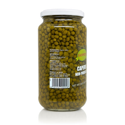 Sanniti Spanish Non Pareil Capers in Vinegar and Salt Brine - 33.5 oz