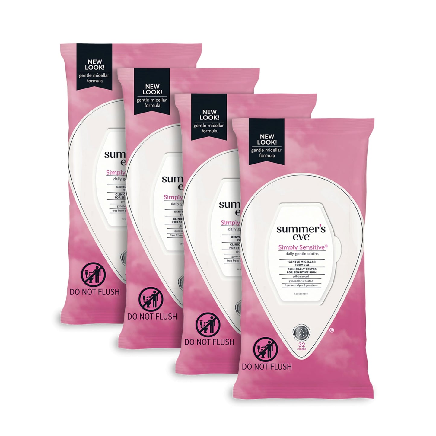 Summer's Eve Simply Sensitive 32 Count Gentle Feminine Wipes & Blissful Escape Feminine Spray Bundles, 4 & 3 Packs