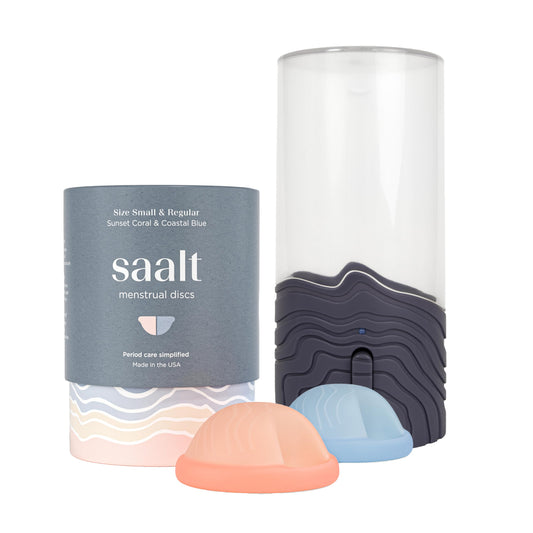 Saalt Menstrual Disc Duo with Steamer – Reusable Period Discs in Two Sizes + Steamer for Easy Cleaning, Sustainable and Comfortable Menstrual Care