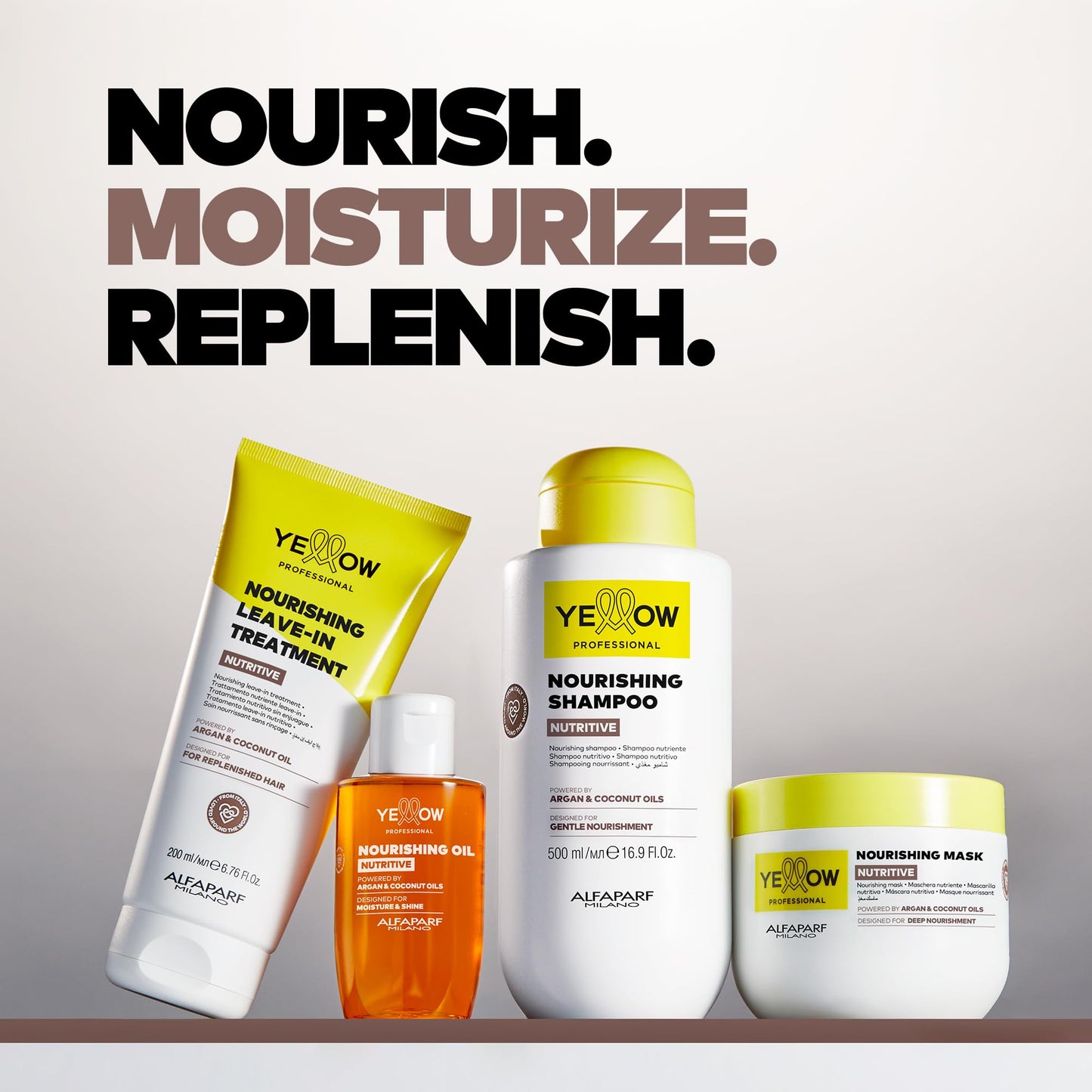 ALFAPARF MILANO Yellow Professional Nutritive Nourishing Shampoo for Dry Hair - Powered by Argan & Coconut Oils - Designed for Gentle Cleansing
