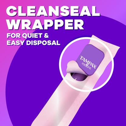 Tampax Radiant Tampons 42 R 2.7X 3/4/ 42ct, Pink and Blue