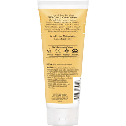 Burt’s Bees Butter Body Lotion for Dry Skin with Cocoa & Cupuaçu, 6 Oz (Package May Vary)