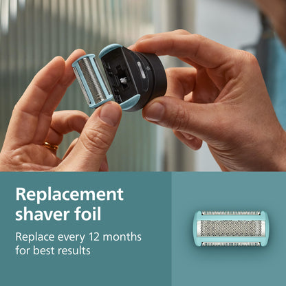Philips Norelco Body Groomer 9000 Series, Intimate Trimmer for Bi-directional Use & Waterproof Wet Dry Body Shaver System with Foldable Back Attachment & UV Cube Cleaner, BG9485/50