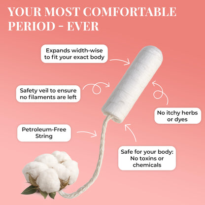 Tampon Tribe Super Plus Organic Tampons for Women | 72 Non-Toxic Tampons | Natural 100% Organic Cotton, Hypoallergenic, Metal and Chemical Free with Biodegradable Applicator | (72 Count - Super +)
