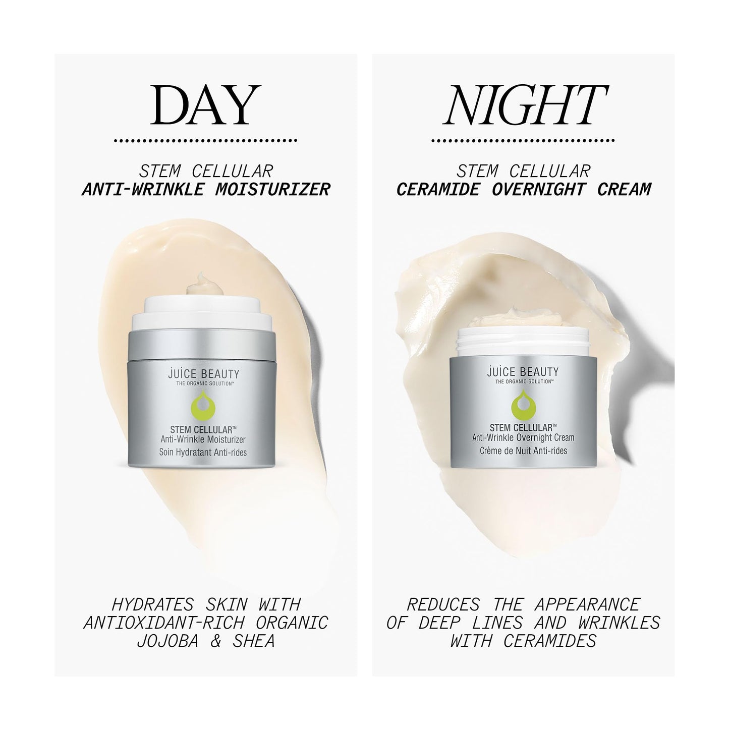 Juice Beauty Stem Cellular Anti-Wrinkle Ceramide Overnight Cream - 50 mL - Reduces Look of Deep Lines + Wrinkles - Vegan, Cruelty Free