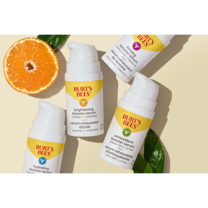 Burt's Bees Vitamin C Turmeric Facial Serum, Brightens Skin & Visibly Reduces Dark Spots, Fine Lines & Wrinkles, Naturally Hydrating, Lightweight - Brightening Booster (1 oz)