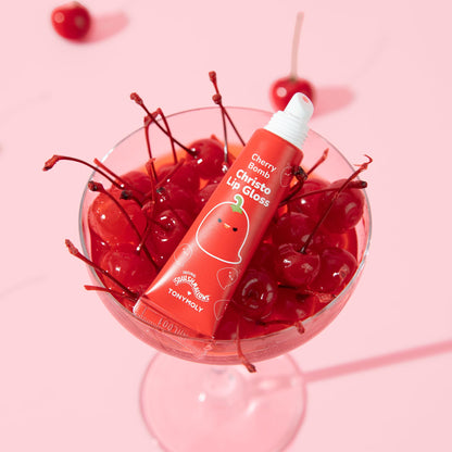 TONYMOLY x Squishmallows Christo Keychain Lip Gloss – Sheer Cherry Red Tint, Hydrating with Cherry Extract & Rosehip Oil, High Shine, 11ml