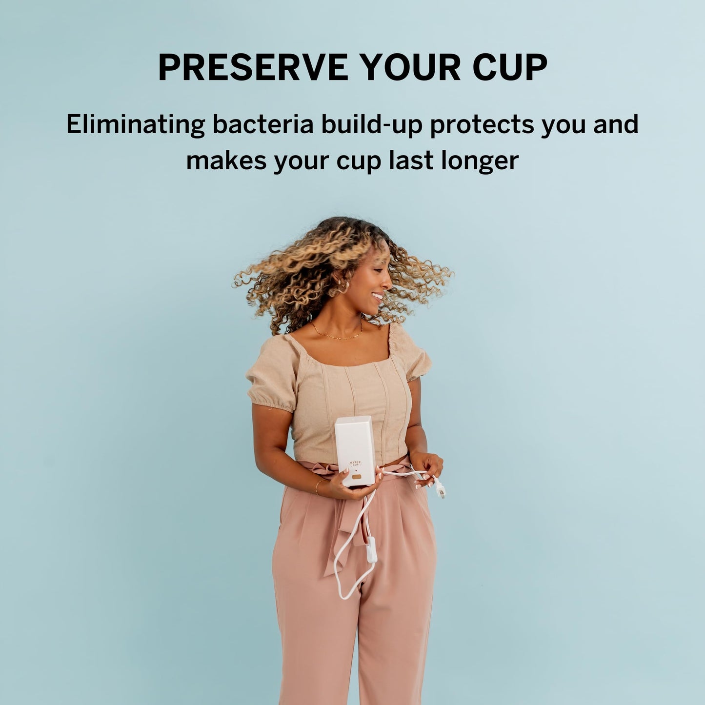 Pixie Menstrual Cup Steam Cleaner - Wash Your Cup + Kill 99.9% of Germs with Cleanser Steam for Feminine Care - 3 Minutes and Your Period Cup is Sterile! Automatic Shut Off - FSA Eligible (White)