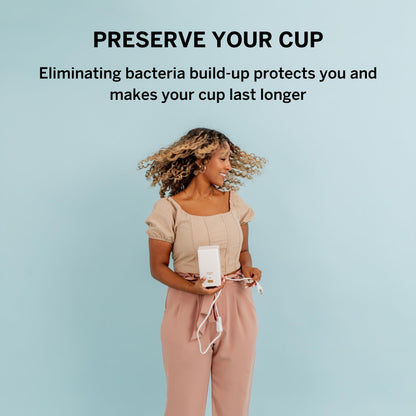 Pixie Menstrual Cup Steam Cleaner - Wash Your Cup + Kill 99.9% of Germs with Cleanser Steam for Feminine Care - 3 Minutes and Your Period Cup is Sterile! Automatic Shut Off - FSA Eligible (White)