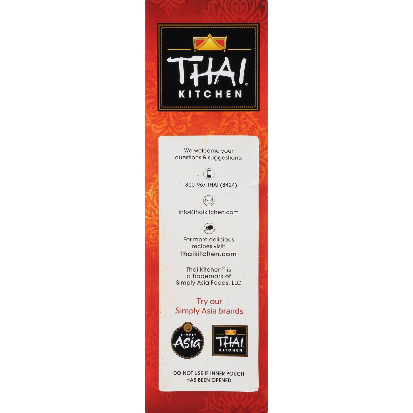 Thai Kitchen Stir Fry Rice Noodles, Gluten Free, Non GMO, Two Ingredients, Quick Cook, For Pad Thai and Other Stir-Fry Dishes, 14 oz
