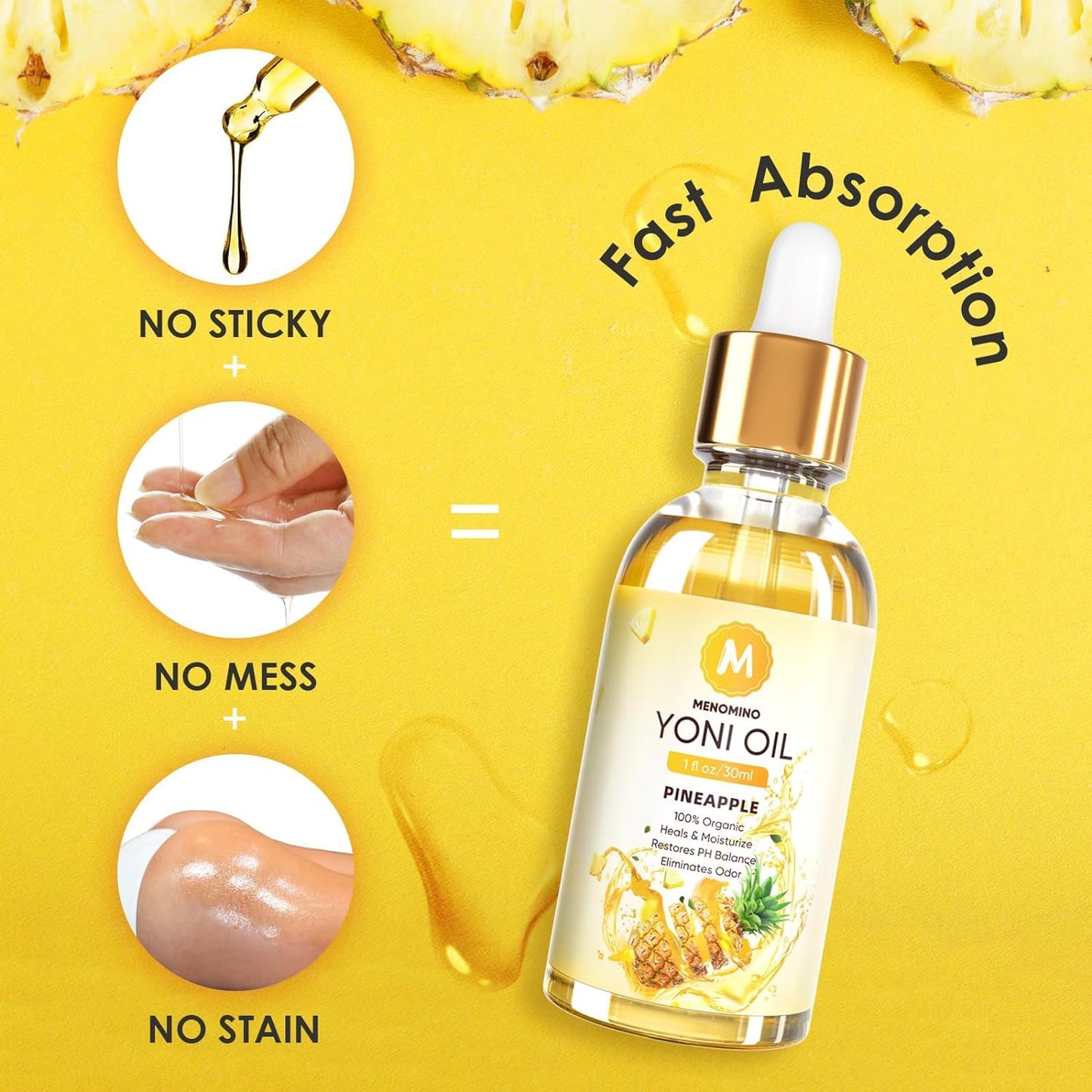 3 Pack Yoni Oil Feminine Oil for Women pH Balance - Feminine Deodorant with Pineapple Peach Strawberry Essential Oil, 1 fl oz/pc