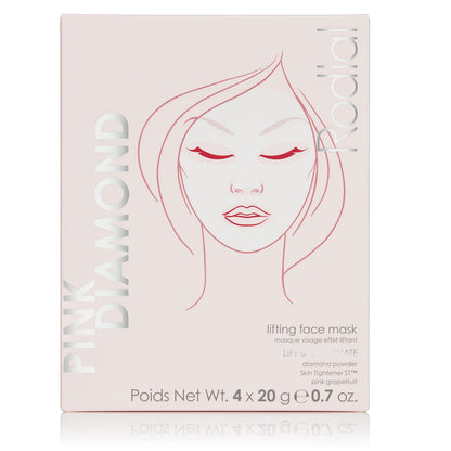 Rodial Pink Diamond Lifting Face Sheet Mask (4 Sachets), Diamond Powder, Vitamine C, Skin Tightener ST, Deeply Moisturising Sheet Mask, Even Skin Tone, Sheet Mask for Wrinkles and Lines