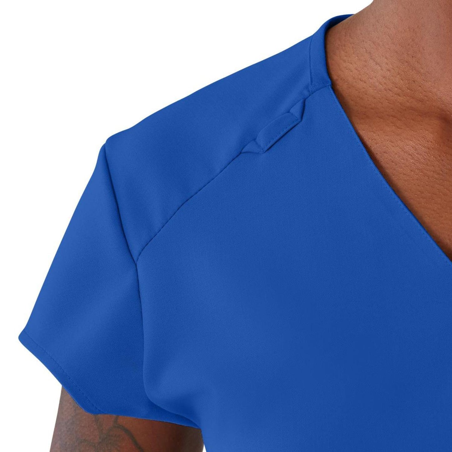 ave. Women's Monroe Two Pocket V-Neck Tunic Scrub Top in Charcoal.