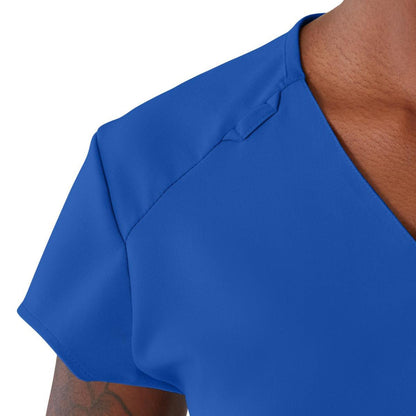 ave. Women's Monroe Two Pocket V-Neck Tunic Scrub Top in Charcoal.