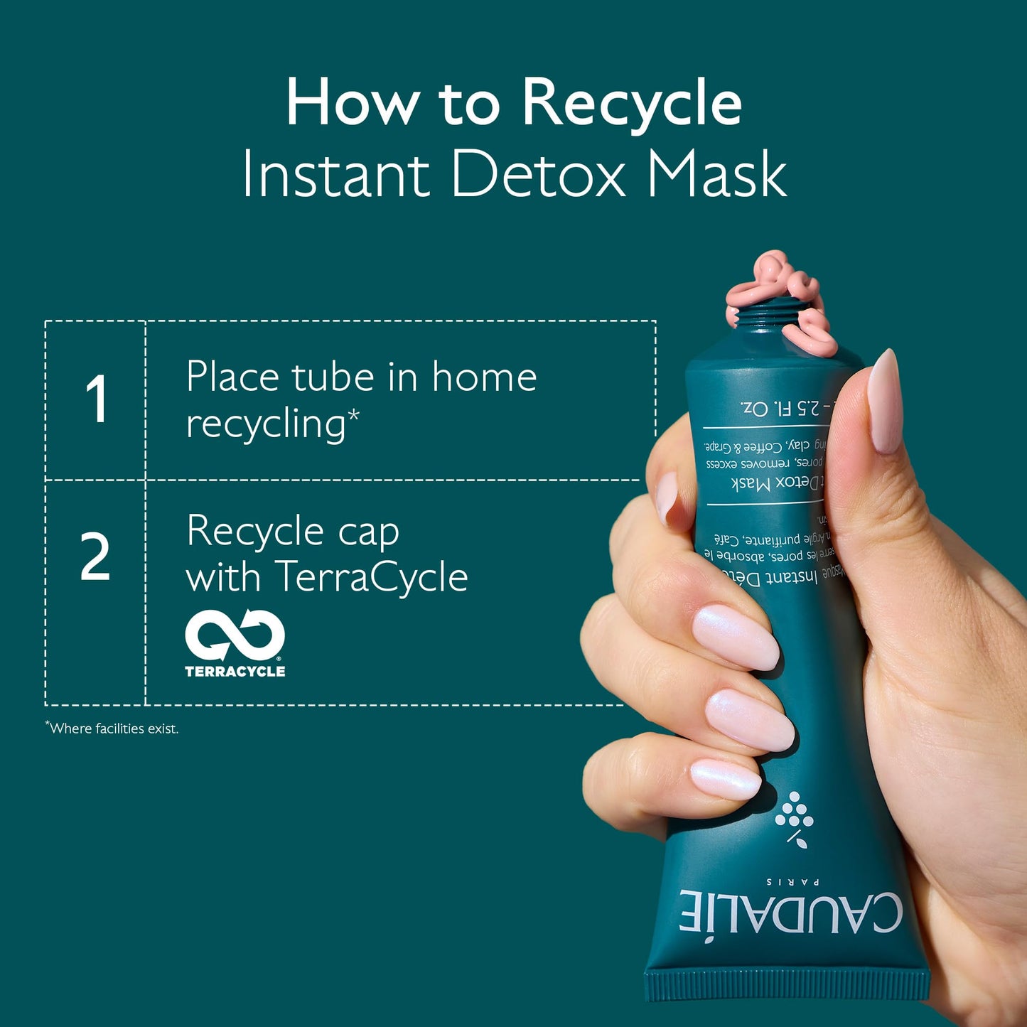 Caudalie Instant Detox Mask Pore Minimizing - Visibly Eliminates Excess Sebum and Visibly Tightens Pores in as Little as 10 Minutes