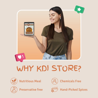 KDI Store Moong Masala, USDA Organic Ready to Eat Lentil Curry, Freeze Dried Indian Food, Fully Cooked,50gm