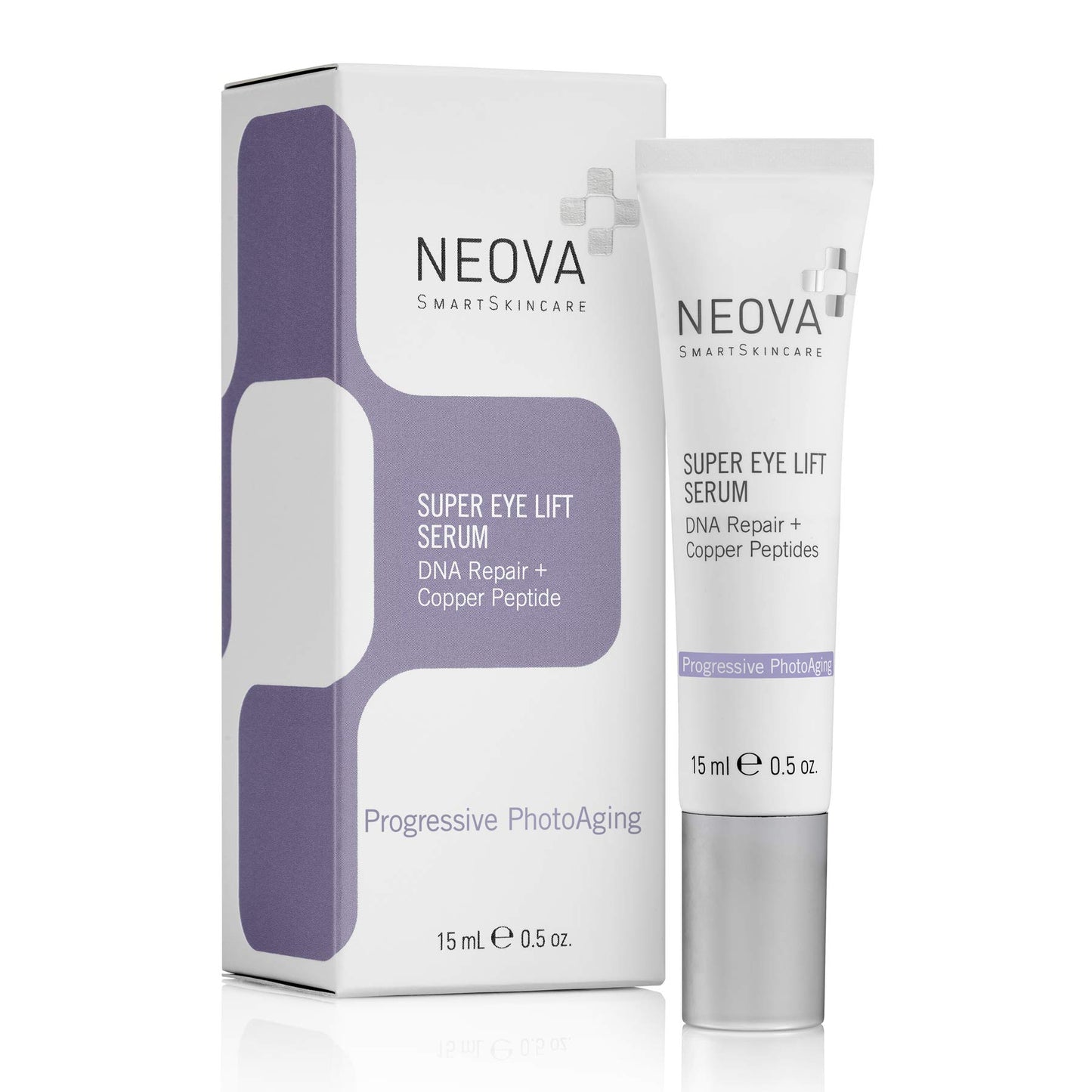 NEOVA SmartSkincare Super Eye Lift Serum with brightening and hydrating actives smooths to a perfect finish for on-the-spot visual improvement.