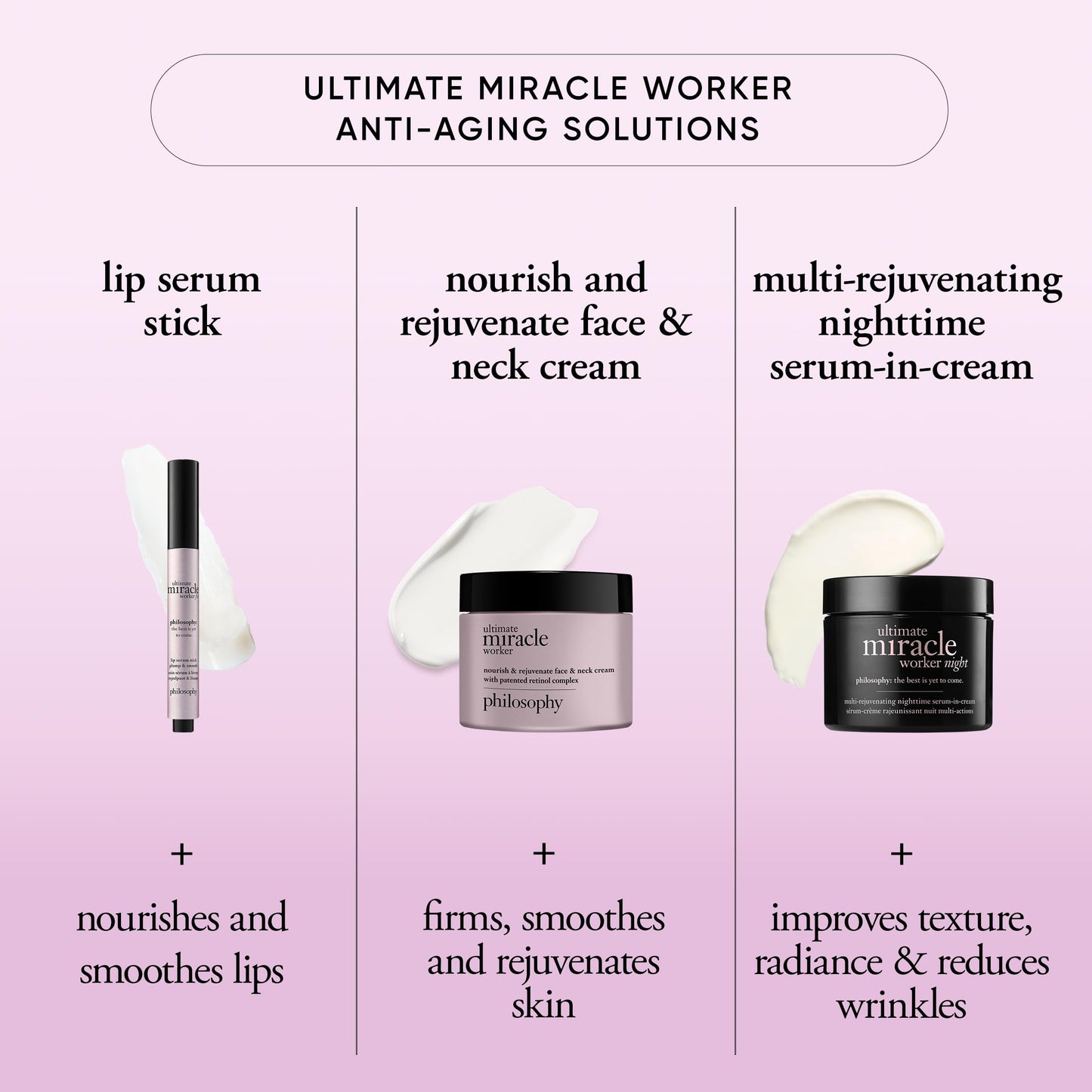 philosophy ultimate miracle worker multi-rejuvenating nighttime serum-in-cream face moisturizer - with retinol - targets all major signs of aging including fine lines & wrinkles - 2 fl oz