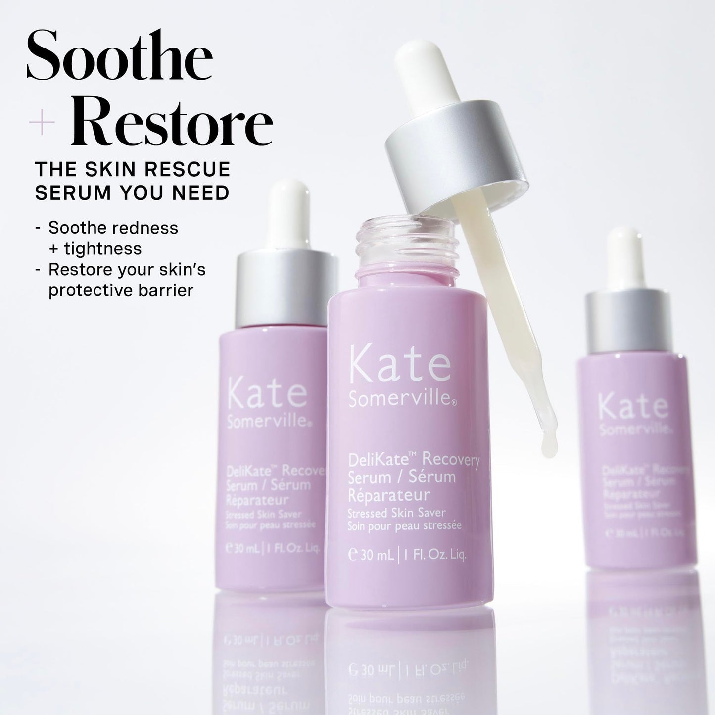 Kate Somerville DeliKate Recovery Serum – Clinically Formulated Hydrating Treatment, Irritation and Redness Relief for Stressed or Sensitive Skin, 1 Fl Oz