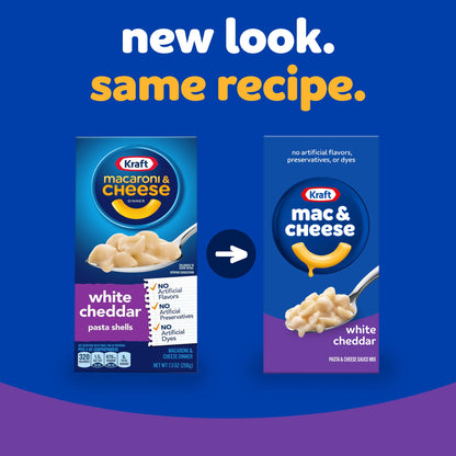 Kraft Mac & Cheese, 1 Box, for Easy Dinner or Dinner Sides, White Cheddar, No Artificial Flavors, Preservatives or Dyes, 7.3 oz