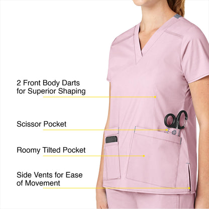 WonderWink Women's WonderFlex Verity V-Neck Top, Rose Blush, XL
