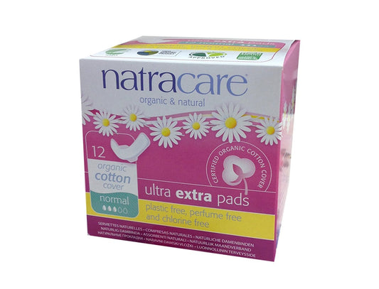 Cool Comfort Pads and Shields Ultra Extra Pads Normal with Wings, 12 Count by Natracare (Pack of 3)