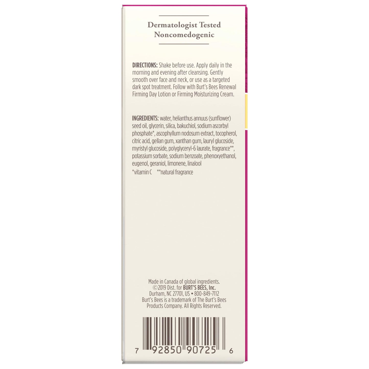 Burt's Bees Renewal Dark Spot Corrector With Natural Retinol Alternative and Vitamin C, Reduces Appearance of Dark Spots and Uneven Skin Tone, 98.6 Percent Natural Origin Skin Care, 1 fl. oz. Bottle