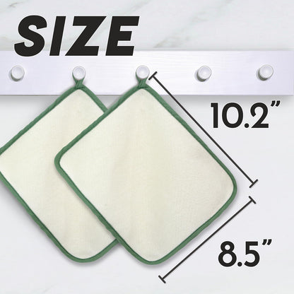 myHomeBody Dual-Textured Exfoliating Washcloth with Soft and Scrubbing Side, Body Exfoliation Scrubber for Bath, Shower, White with Green Edge, Set of 5