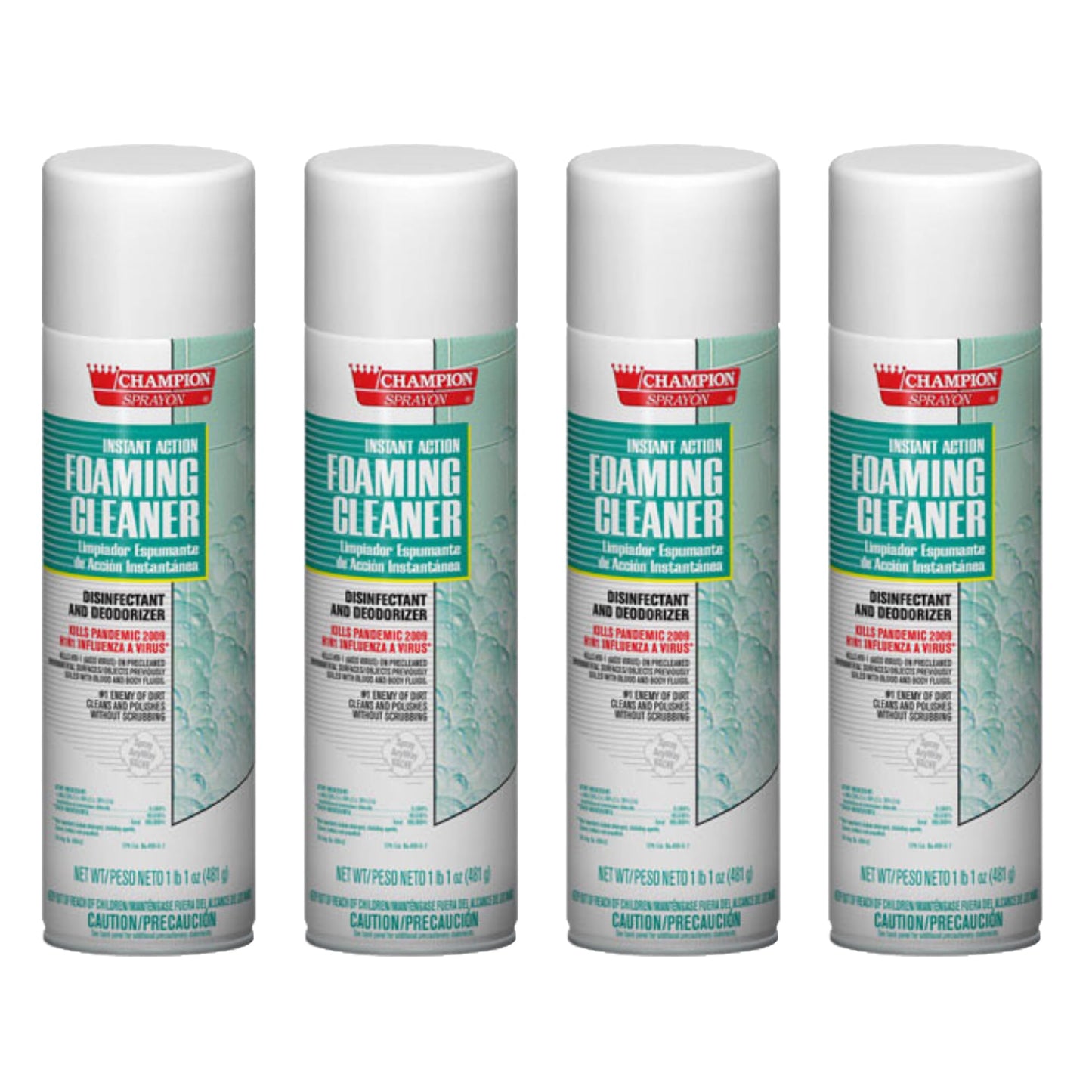 Champion Sprayon Disinfectant Foaming Cleaner. 4-17 oz. Net can.