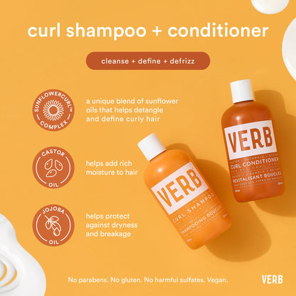 VERB Curl Shampoo + Conditioner Duo - Cleanse and Smooth - Frizz Control + Definition- Vegan, No Parabens or Harmful Sulfates