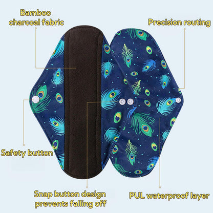 Washable Overnight Cloth Panty Liners Period Pads,Washable Sanitary Pad with Wings,Reusable Sanitary Pads for Women,7pcs/Set,Pack of 6+1 Storage Bag,Cloth Sanitary