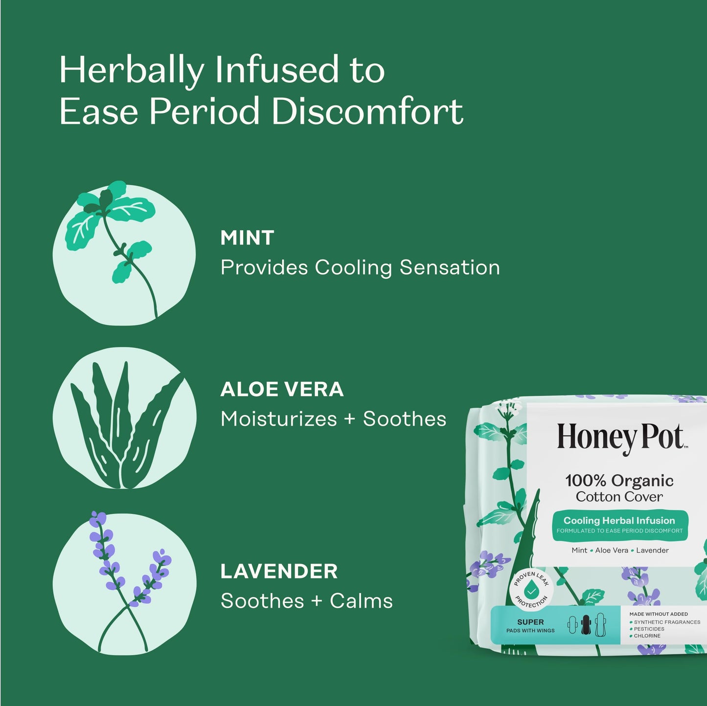The Honey Pot Company - Sensitive Feminine Wash & Super Bundle - Herbal Infused Natural Hygiene Wash & Pads - Organic Cotton Cover - Sanitary Pads for Women - Feminine Care
