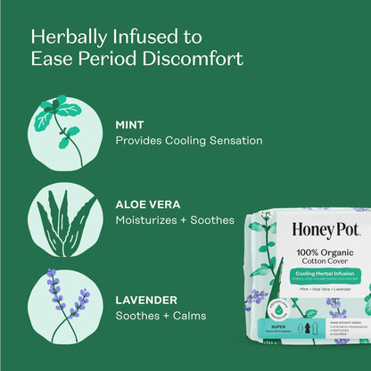 The Honey Pot Company - Sensitive Feminine Wash & Super Bundle - Herbal Infused Natural Hygiene Wash & Pads - Organic Cotton Cover - Sanitary Pads for Women - Feminine Care