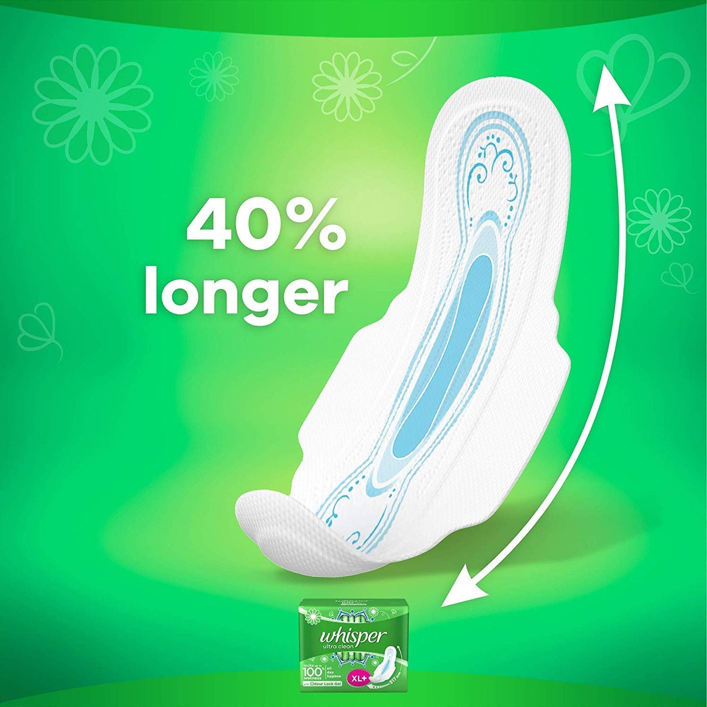 Whisper Ultra Clean Sanitary Pads XL+ wings (50 Count) Sanitary Pad